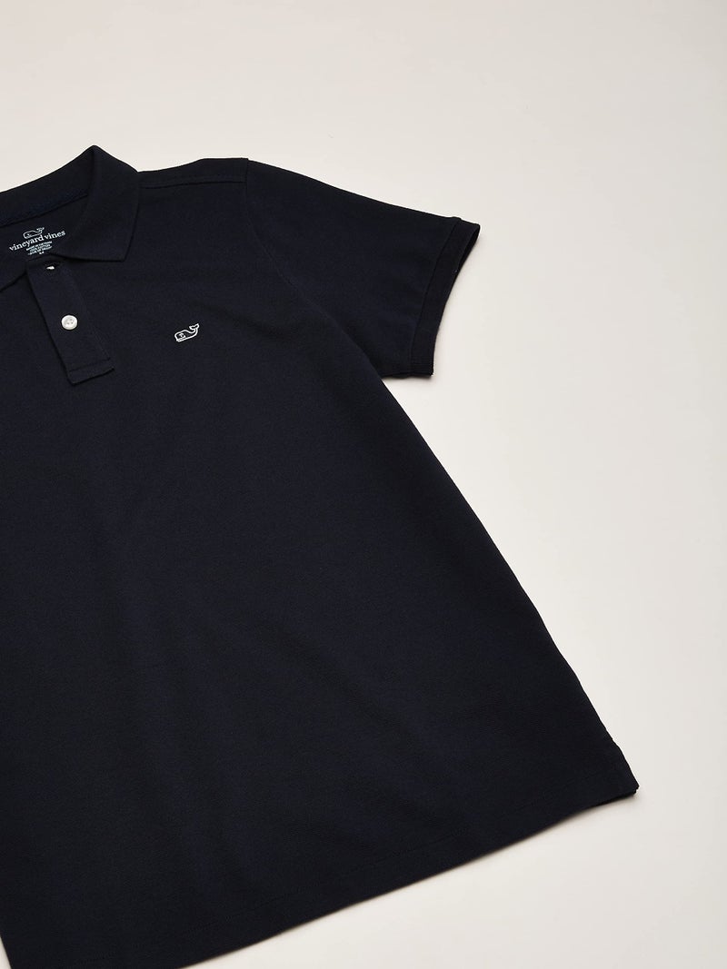 vineyard vines Kidsâ€™ Pique Polo Shirt, Vineyard Navy, Medium - Image 3